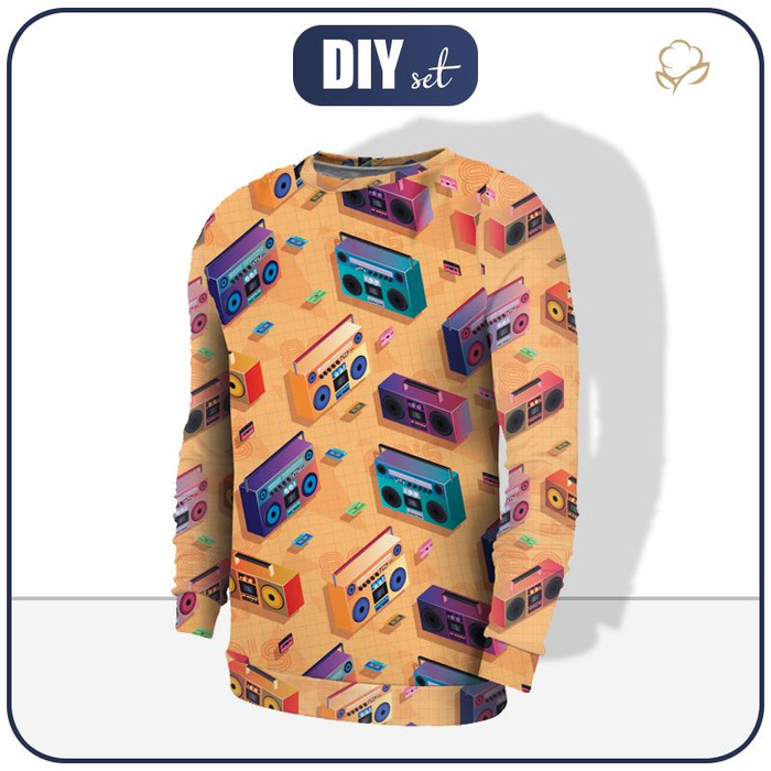 HERREN SWEATSHIRT - BOOMBOX (retro) / orange -  Elastischer Wintersweat XXL
