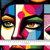 FACES PAT. 1 - Baumwoll Webware