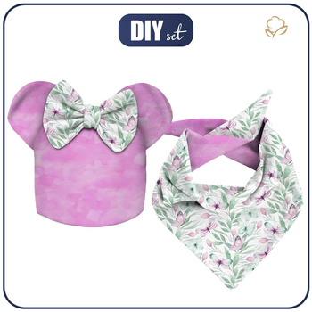 KID'S CAP AND SCARF (MOUSE) - BUTTERFLIES MIX PAT.1 (WATER-COLOR BUTTERFLIES) 51-54