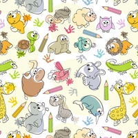 BUNTSTIFTE UND TIERCHEN - Baumwoll Webware