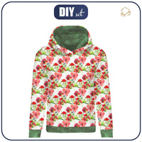 CLASSIC WOMEN’S HOODIE (POLA) - POPPIES PAT. 2 (IN THE MEADOW) - looped knit fabric