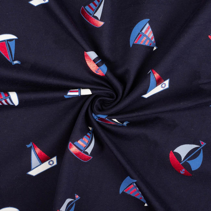 SEGELSCHIFFE m. 2 / navy - Single Jersey 