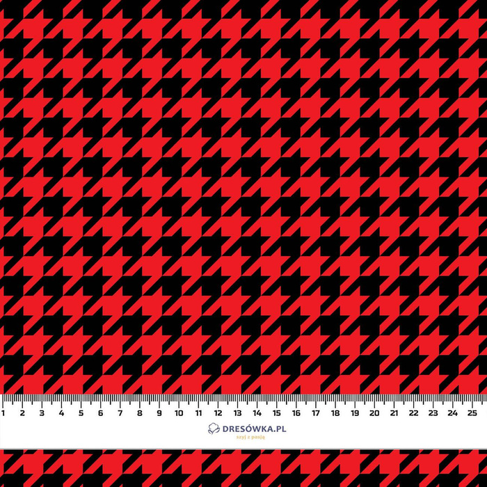 BLACK HOUNDSTOOTH / red - single jersey with elastane