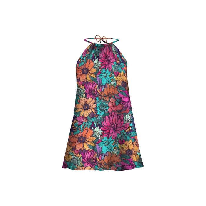 SUKIENKA "DALIA" MINI - AKWARELOWE KWIATY WZ. 7 - zestaw do uszycia XXS-XS
