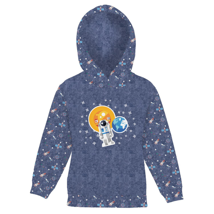KINDER HOODIE (ALEX) - ASTRONAUT (WELTRAUMEXPEDITION) / ACID WASH DUNKELBLAU - Sommersweat (110/116)