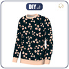 WOMEN'S SWEATSHIRT (HANA) BASIC - PINK FLOWERS PAT. 4 - looped knit fabric ITY - XXL