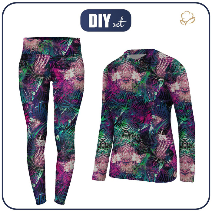 THERMO KOMPLET DAMSKI (JANE) - FANTASY LEAVES - zestaw do uszycia XXL