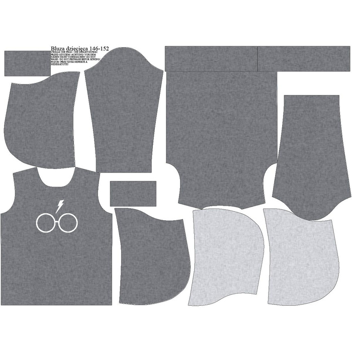 KID'S HOODIE - GLASSES (MAGIC SCHOOL) - looped knit fabric (110/116)