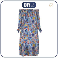 DRESS "CARMEN" - COLORFUL MEADOW - crepe XXL