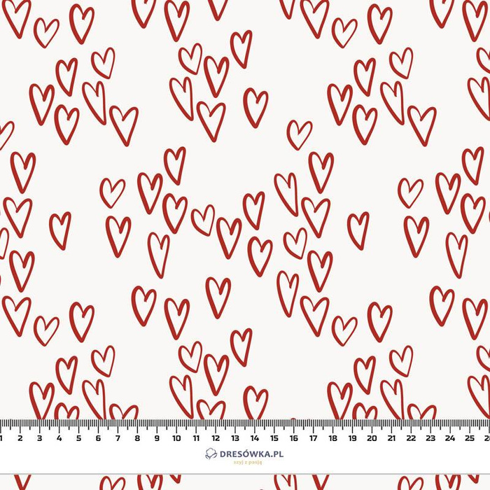 BUBBLE HEARTS / ECRU (BIRDS IN LOVE) - Cotton woven fabric