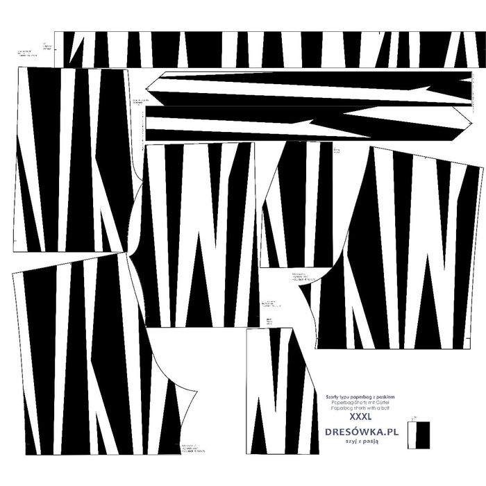 SZORTY PAPERBAG - PASY - zestaw do uszycia M