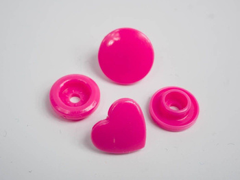 Druckknöpfe KAM Herzen 12 mm fuchsie - 10 Sets