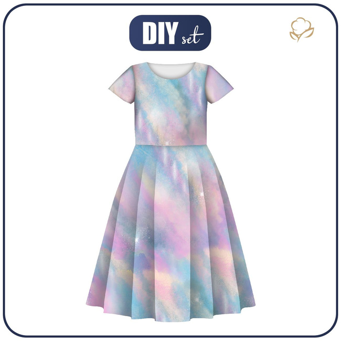 KINDER KLEID "MIA" - REGENBOGEN-OZEAN Ms. 3 - Nähset (122/128)