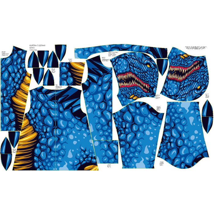 KIDS JACKET DINO (ZOE) - BLUE DRAGON - sewing set (122/128)