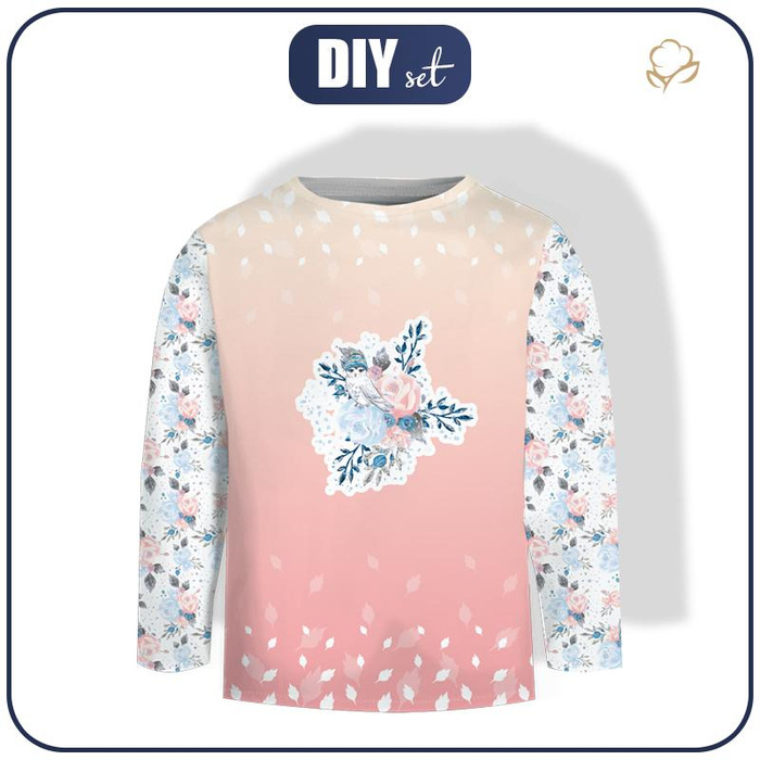 Longsleeve - ICE FLOWER BOUQUET/ ombre (ENCHANTED WINTER) - single jersey (134/140)