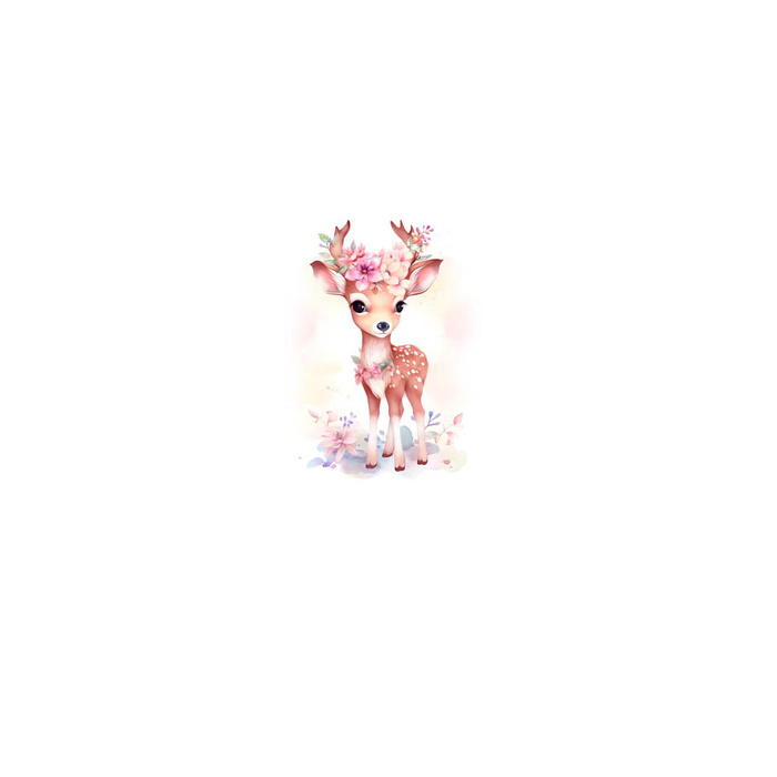 BABY DEER - Paneel (60cm x 50cm)  Baumwoll Webware