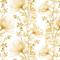 FLOWERS pat. 4 (gold) - Cotton muslin