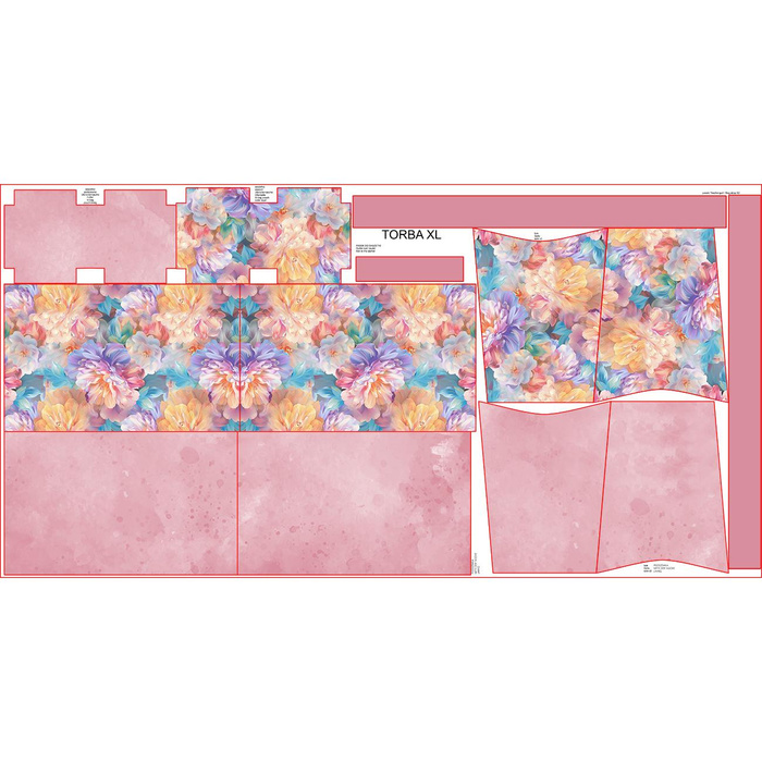 Torba XL z saszetką 2 w 1 - PASTEL FLOWERS WZ.19 - zestaw do uszycia