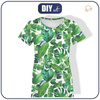 WOMEN’S T-SHIRT - TROPICAL LEAVES pat. 2 / white - single jersey XXL