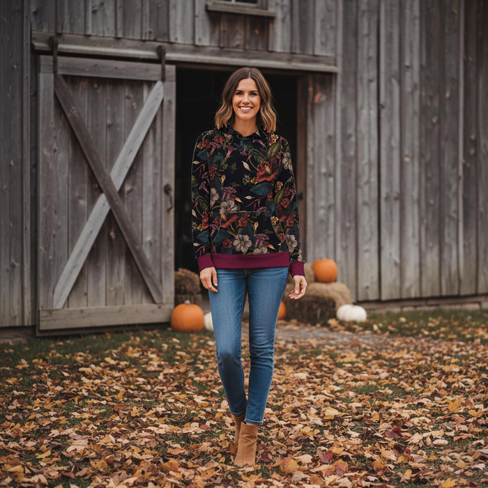 CLASSIC DAMEN HOODIE (POLA) - FLOWERS WZ.62 - Nähset L