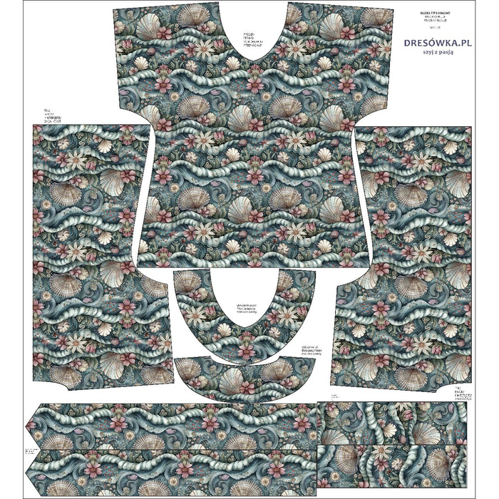 BLUZKA TYPU KIMONO XXL-XXXL - SEA WORLD WZ. 1 - zestaw do uszycia 