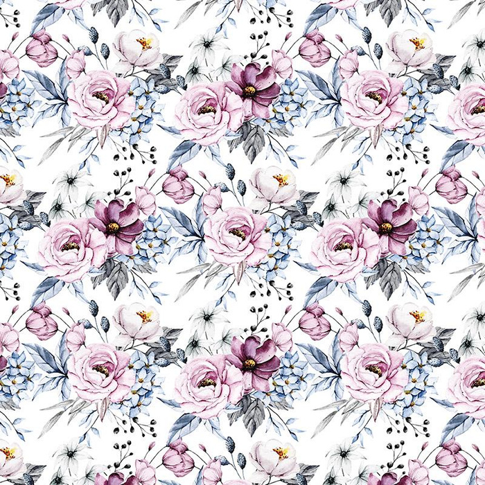 WATERCOLOR BOUQUET Pat. 4 - Cotton muslin