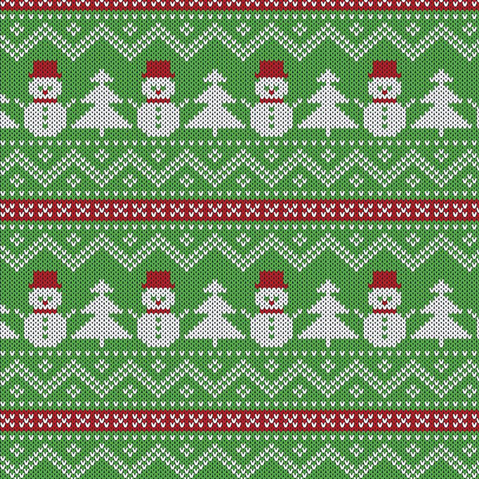 SNOWMEN WITH CHRISTMAS TREES / green - single jersey with elastane 