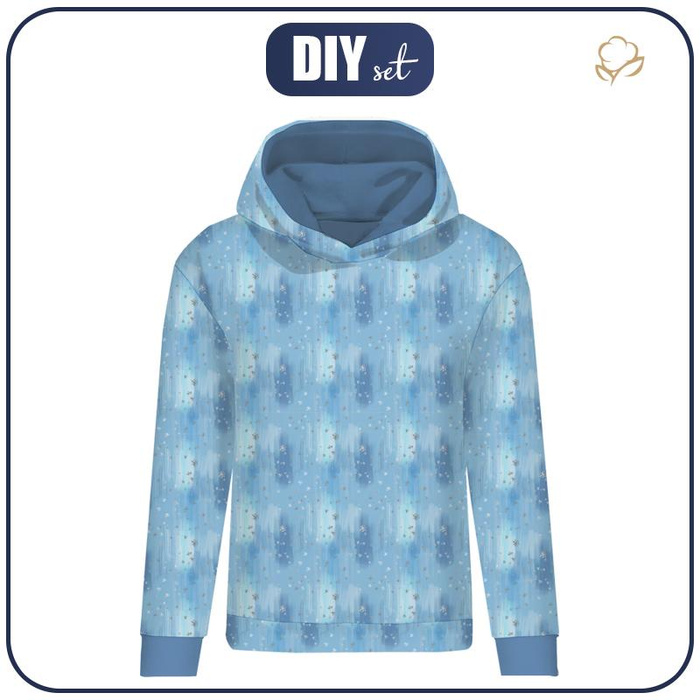 BLUZA DAMSKA (POLA) CLASSIC Z KAPTUREM - ŚNIEŻNE NIEBO / błękitny (ZACZAROWANA ZIMA) - dzianina pętelkowa - S
