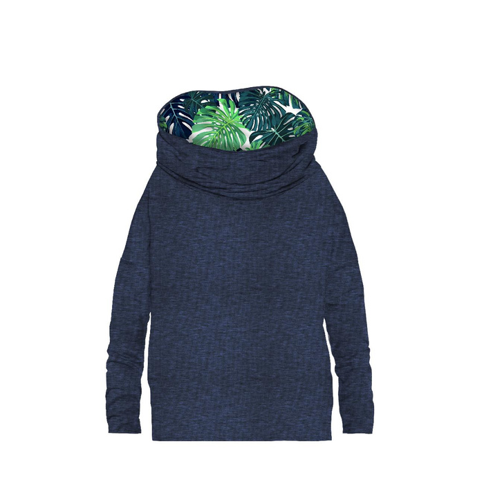 SNOOD SWEATSHIRT (FURIA) - MELANGE NAVY / MONSTERA 2.0 - sewing set