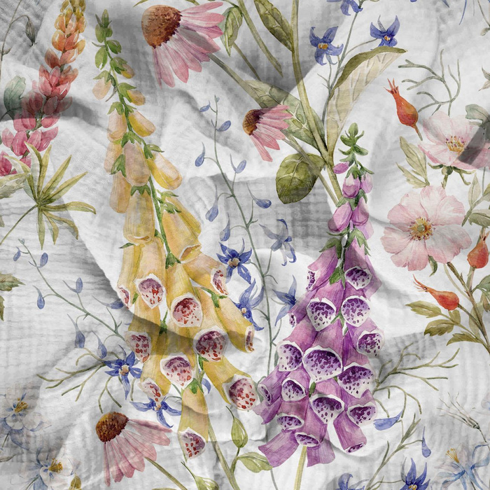 FLOWERS / bellflowers - Cotton muslin