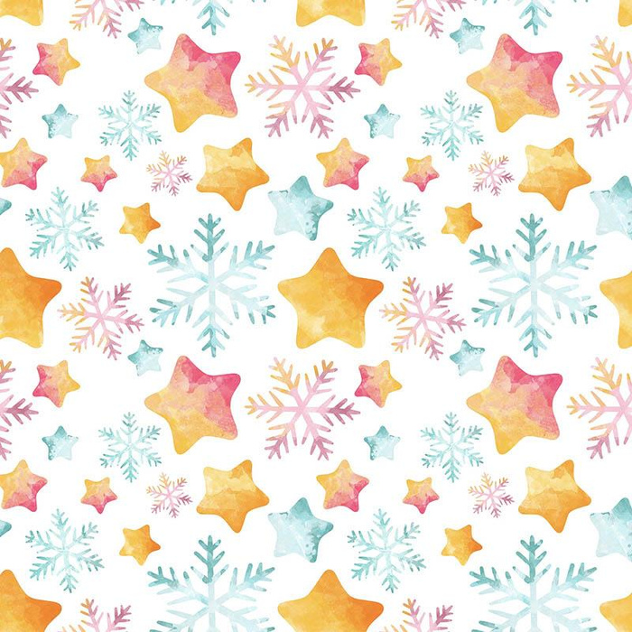 COLORFUL STARS AND SNOWFLAKES (CHRISTMAS PENGUINS)