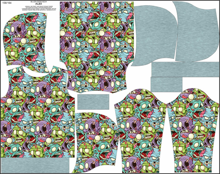 KINDER HOODIE (ALEX) - ZOMBIE - Sommersweat (86/92)