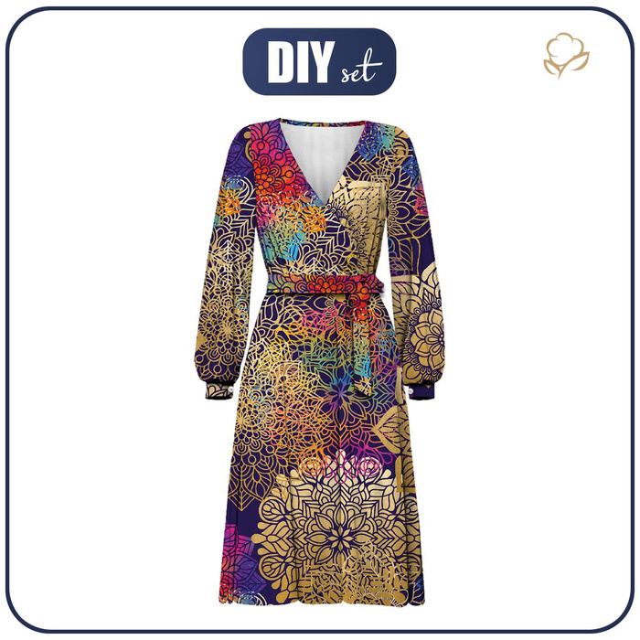 WRAP MIDI DRESS (BIANCA) - MANDALA pat. 2 - sewing set L