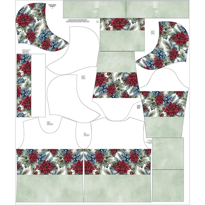 UNISEX HOODIE (HYDRA) - WINTER FLOWERS M. 14 - Nähset L