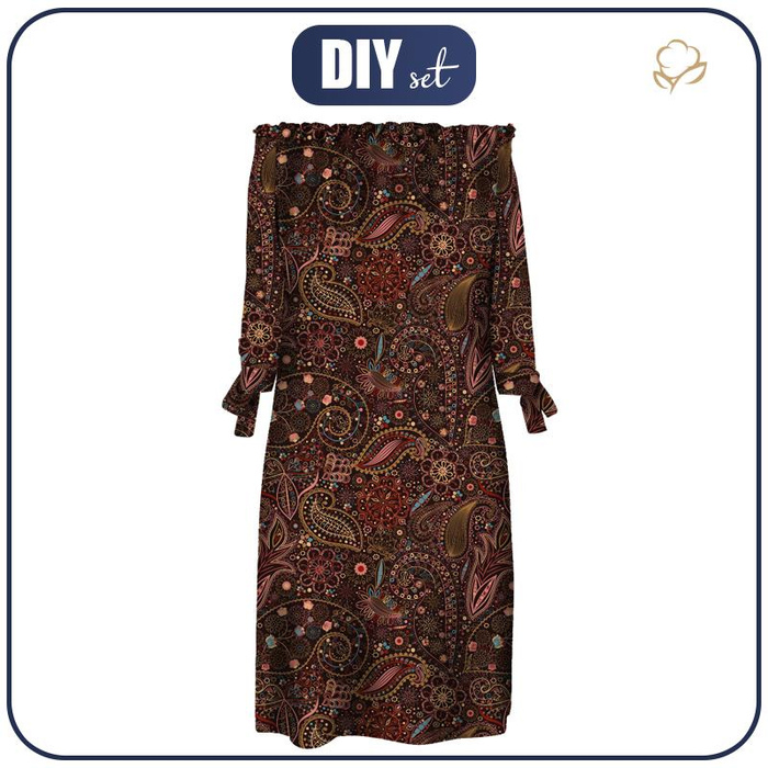 DRESS "CARMEN" - LACE FLOWERS - crepe XXL