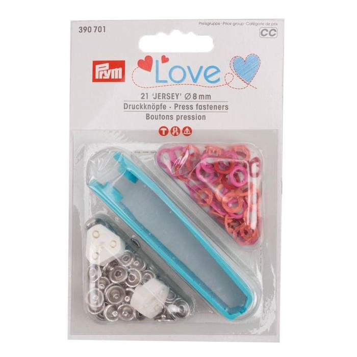 Druckknöpfe Jersey 8 mm orange, fuchsie, rot - PRYM 390701