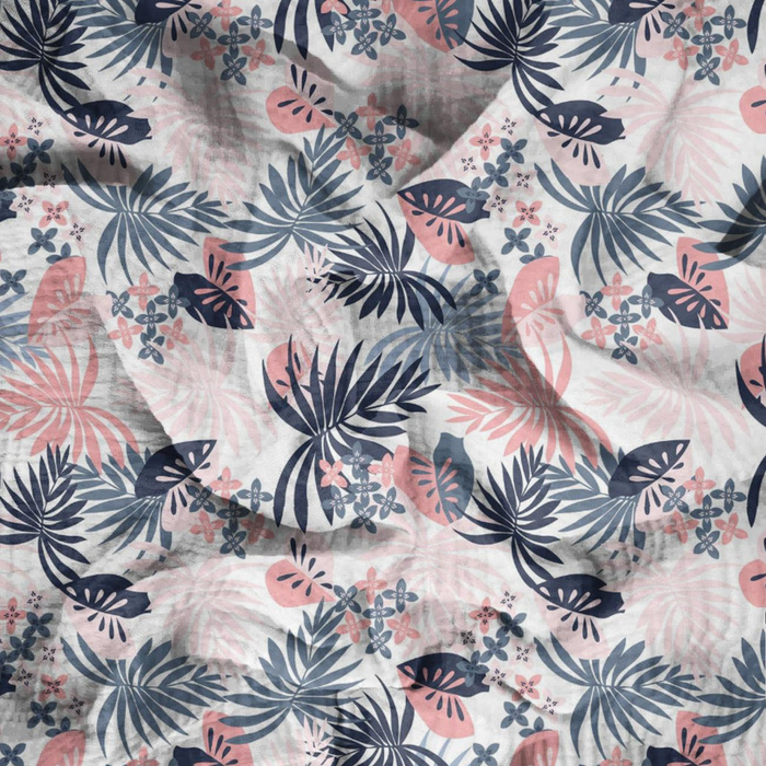 TROPICAL LEAVES pat. 4 - Cotton muslin