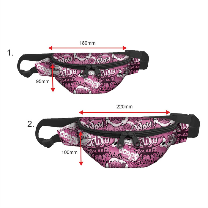HIP BAG - COMIC BOOK (pink) / Choice of sizes