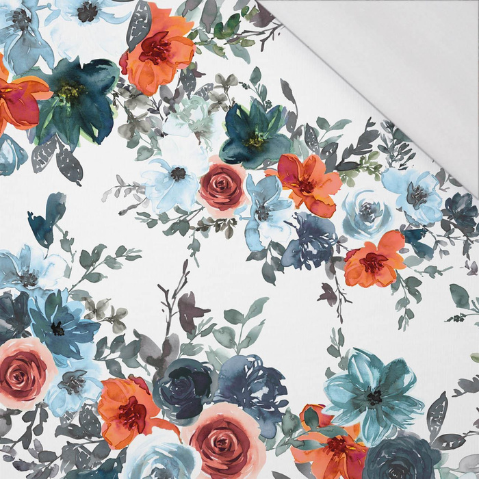 50cm WATER-COLOR FLOWERS pat. 2 / white - single jersey with elastane 