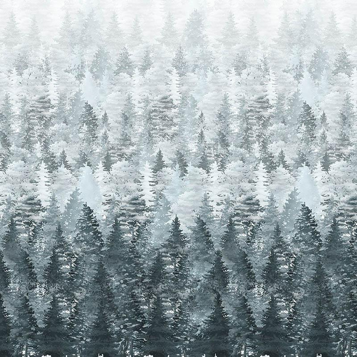 WALD OMBRE (WINTER IM GEBIRGE) - SINGLE JERSEY panoramisches Paneel 