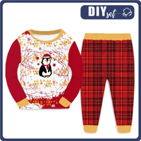 KINDERPYJAMAS "MIKI" - PINGUIN NIKOLAUS 2.0 / rot - Elastische Baumwoll Maschenware (86/92)
