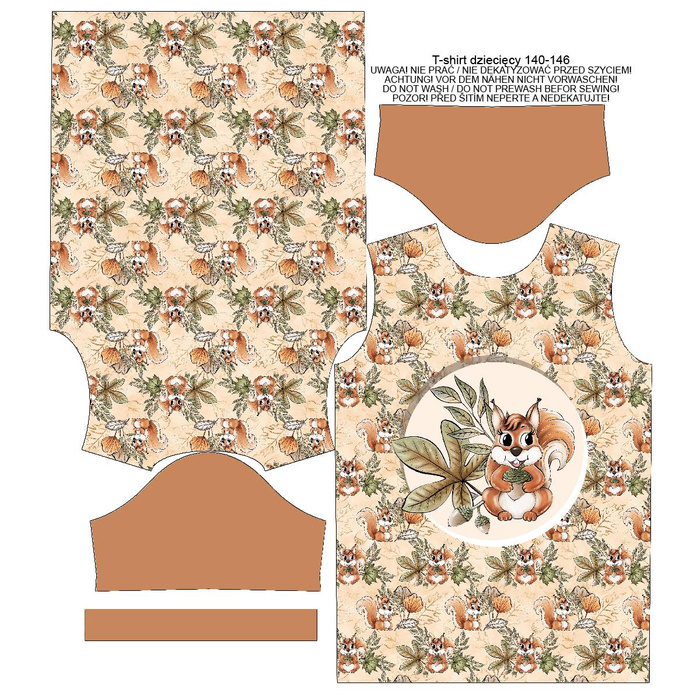 KINDER T-SHIRT- EICHHÖRNCHEN UND BLÄTTER Ms. 1 (HERBST IM WALD) - Single Jersey