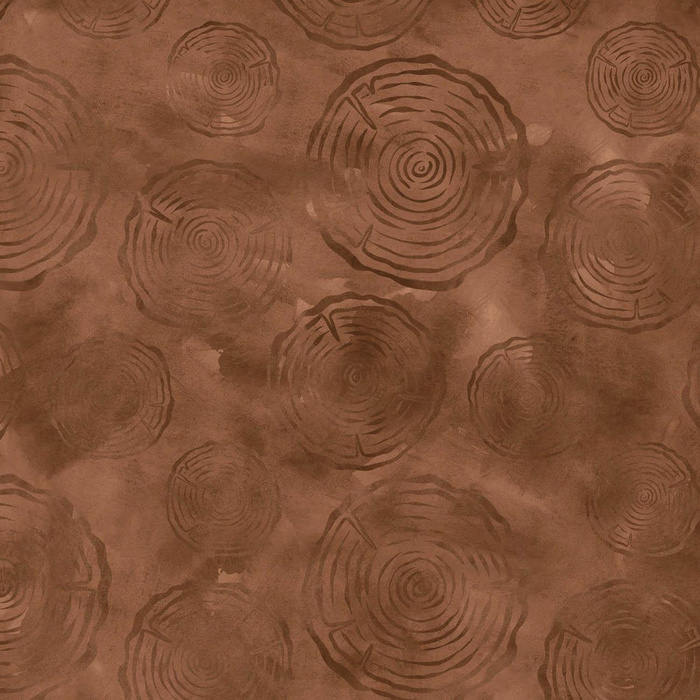 TREE RINGS / brown (SNOW LEOPARDS) - Cotton woven fabric