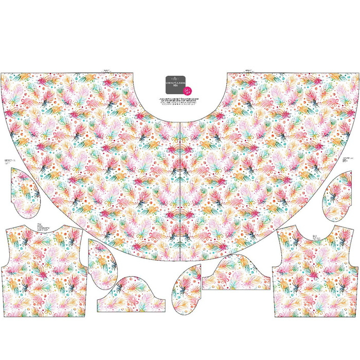 KID'S DRESS "MIA" - RAINBOW FEATHERS - sewing set (146/152)