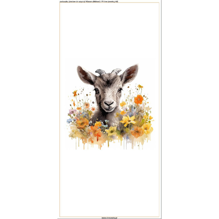 PILLOW 45X45 - WATERCOLOR GOAT - Upholstery velour - sewing set