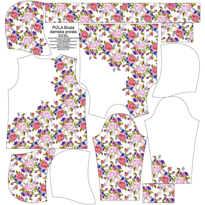 CLASSIC WOMEN’S HOODIE (POLA) - ROSE FLOWERS PAT. 2 (BLOOMING MEADOW) - looped knit fabric - S