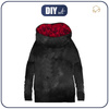 SNOOD SWEATSHIRT (FURIA) - BLACK SPECKS /  ROSES - looped knit fabric ITY - XXL