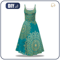 DRESS "ISABELLE" - MANDALA pat. 5 / emerald - sewing set S