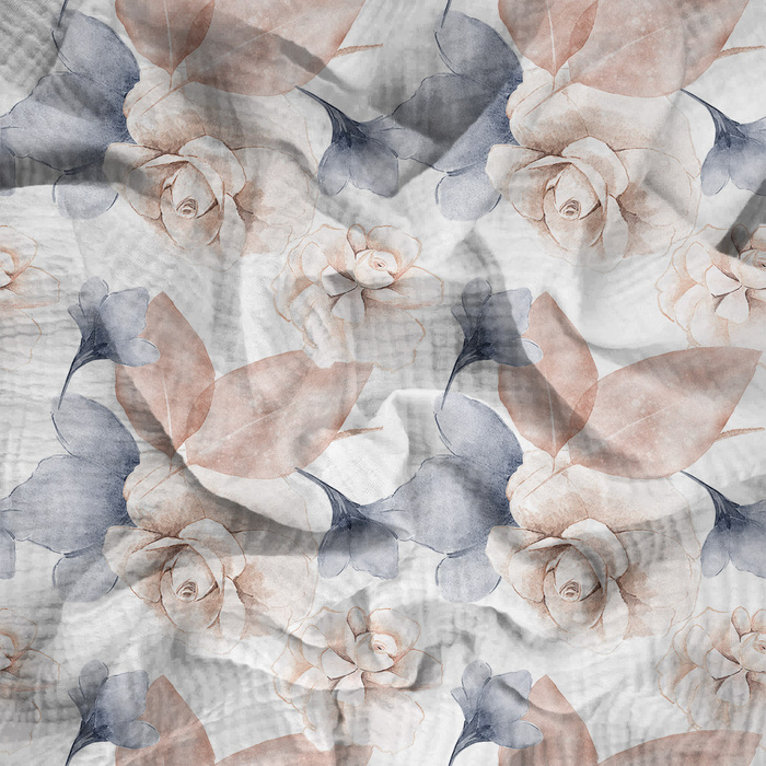 RETRO FLOWERS WZ. 3 - Baumwoll Musselin