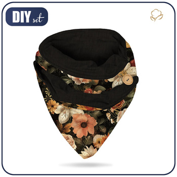 BUTTON SCARF - autumn flowers wz.2 - sewing set
